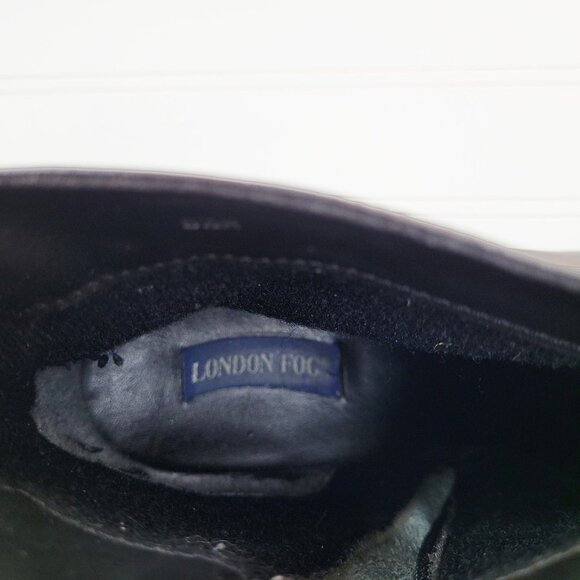 London Fog Ankle Boot Womens Size 8.5 Black Leather Side Zip Witchy Victorian - Picture 9 of 12